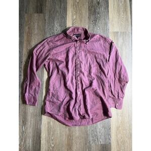 Kenneth Gordon Button Down Shirt Mens M Burgundy USA Cotton Check Excellent